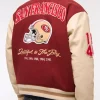 SF 49ers Red And Off-White Varsity Jacket Back