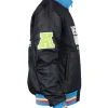 San Francisco Bay Area 2026 Super Bowl LX Black Satin Varsity Jacket with Ribbed Cuffs and Hemline