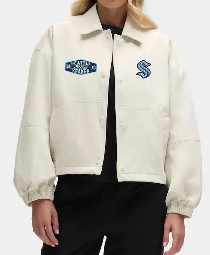 Seattle Kraken Heathered Bone Coach’s Jacket- Shop now