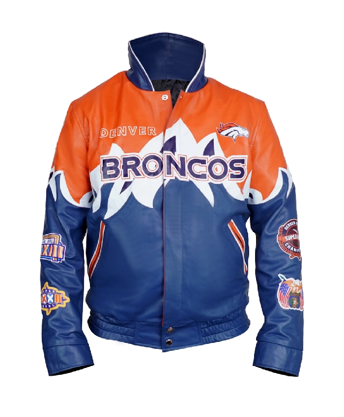 Denver Broncos Shannon Sharpe Jacket in classic blue and orange team colors