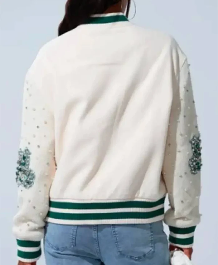 Shop Jade Castillo Electric Bloom S01 Embellished Bomber Jacket