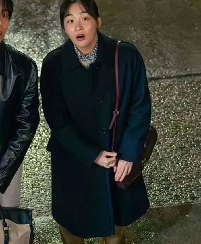 Shop Kim Min-ha Typhoon Family S01 Black Wool Coat