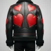 Shop Red Heart Black Leather Shearling Jacket