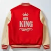 Shop Valentine Day Her King and His Queen Varsity Jacket