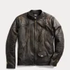 Slim Fit Brown Leather Moto Jacket