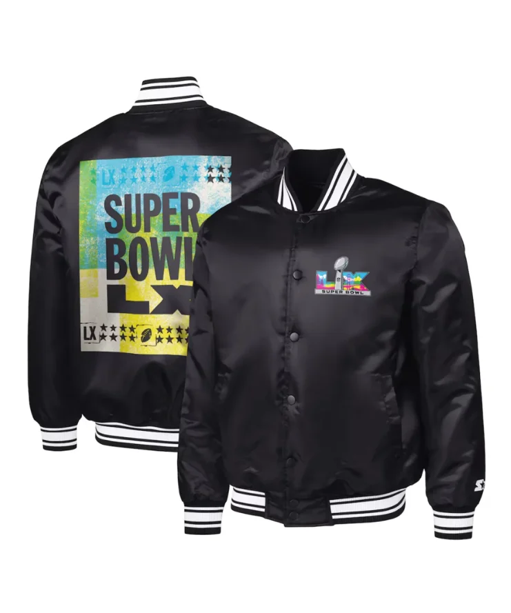 Starter Super Bowl LX Satin Full-Snap Varsity Jacket For Sale