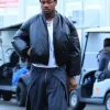 Stefon Diggs Black Puffer Leather Bomber Jacket
