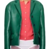 Stefon Diggs Miu Miu Teal Leather Cropped Jacket Back