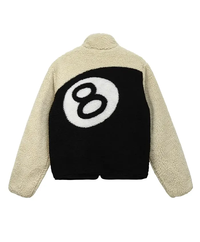 Stussy 8 Ball Sherpa Jacket Beige Back