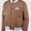 Super Bowl LX Legacy Brown Bomber Jacket Front