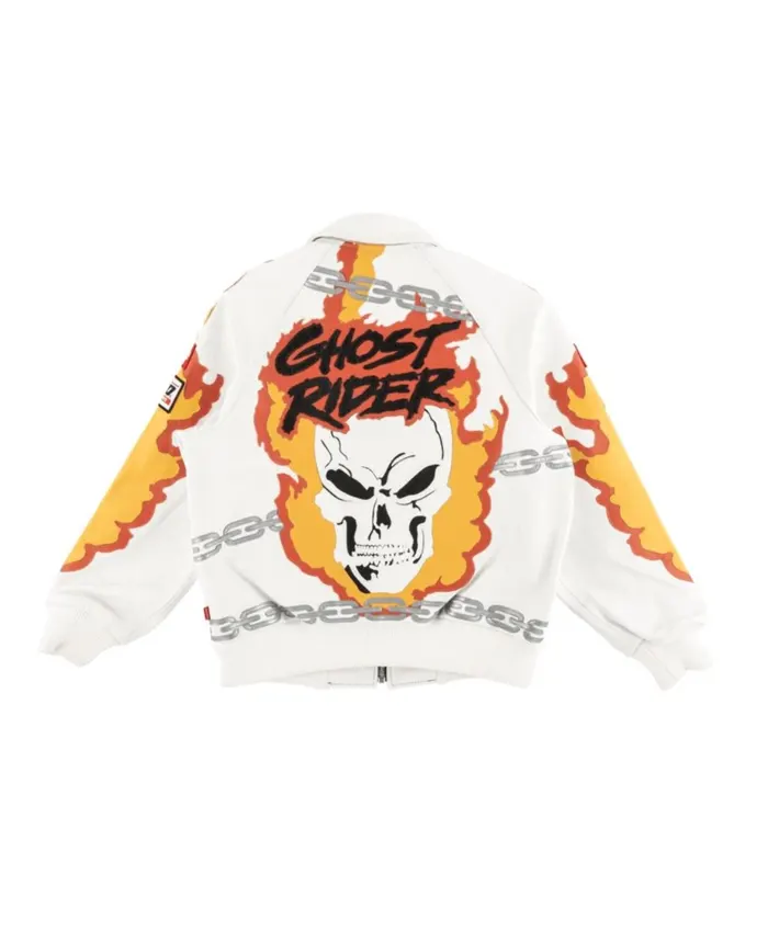 Supreme Vanson X Ghost Rider Leather Jacket White Back