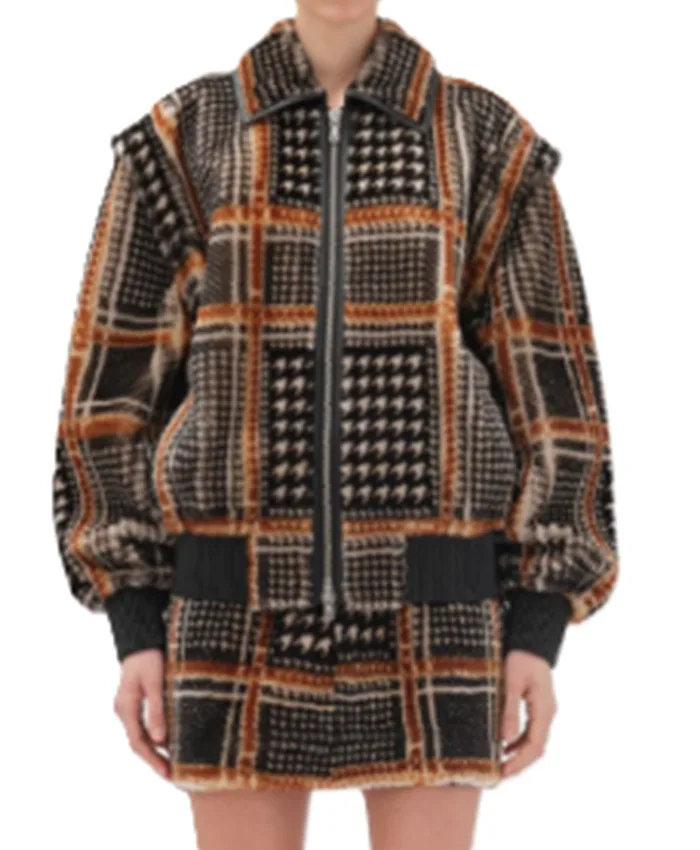 Tara Lipinski The Traitors US S04 Brown Plaid Jacket For Sale