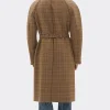 Tartan Mouliné Brown Wool Coat For Sale
