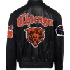 Team Chicago Bears Old English Black Leather Jacket