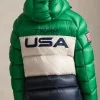 Team USA Closing Ceremony Hawthorne Green Puffer Hooded Jacket