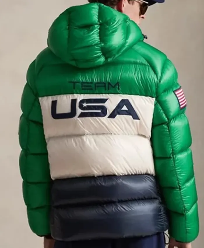 Team USA Closing Ceremony Hawthorne Green Puffer Hooded Jacket