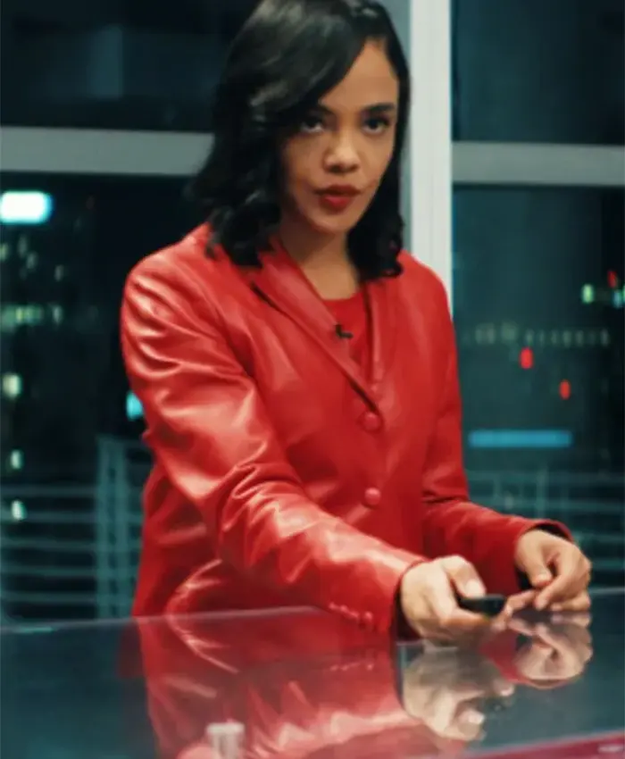 Tessa Thompson His and Hers S01 Red Leather Blazer