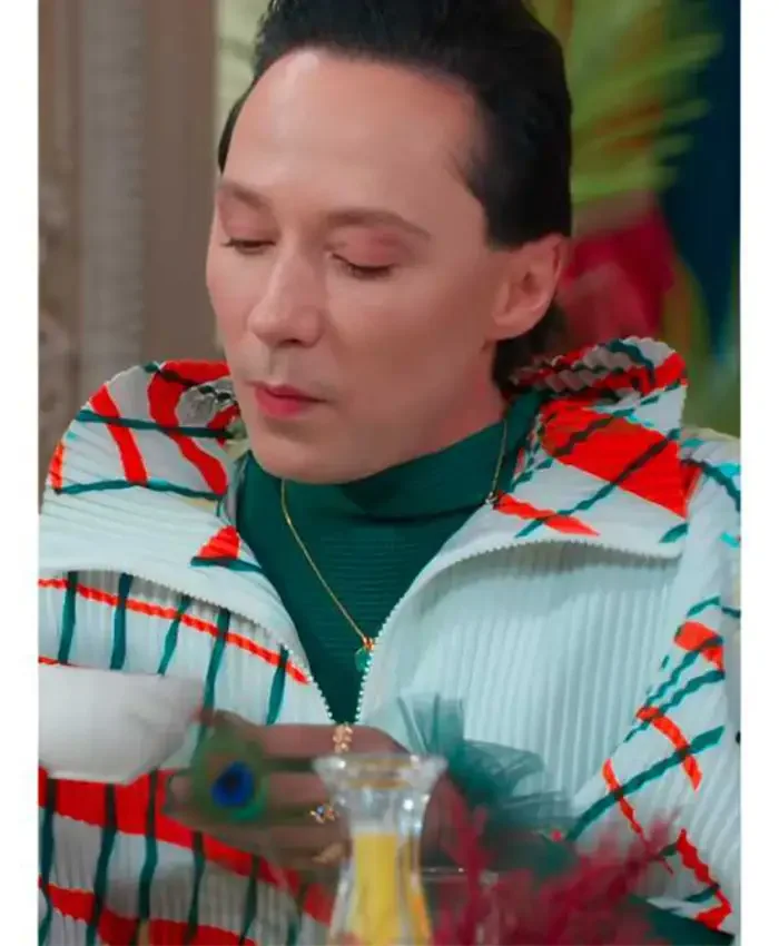 The Traitors US S04 White and Red Plaid Pleat Jacket