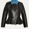 The View Ana Navarro Peplum Leather Jacket Front