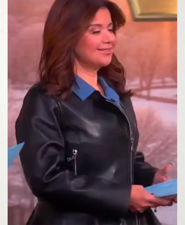 The View Ana Navarro Peplum Leather Jacket