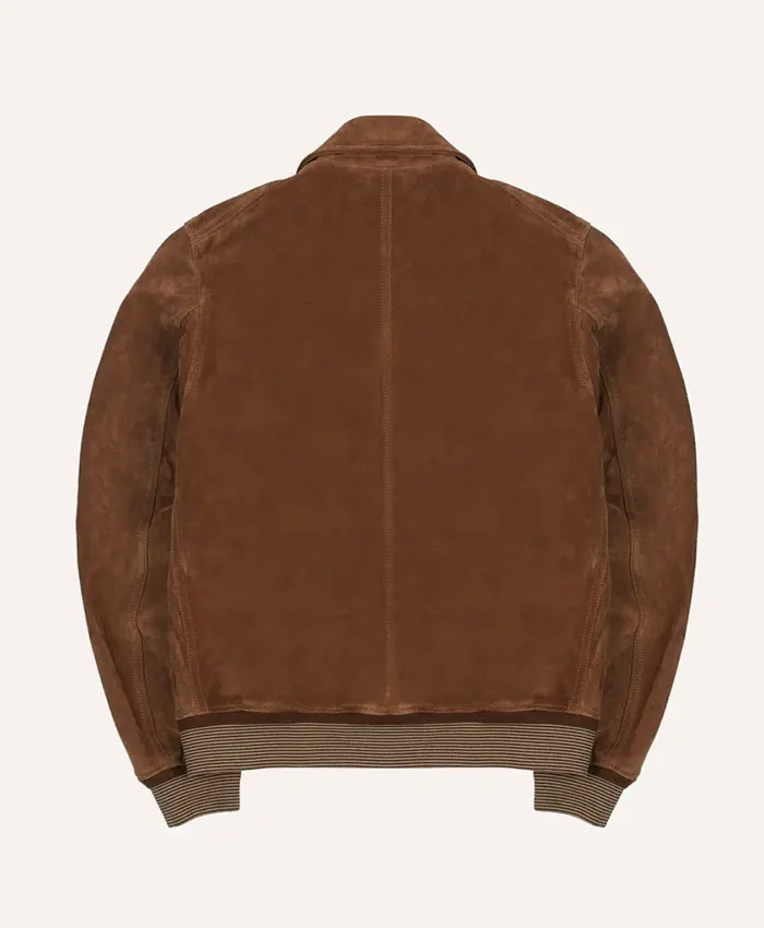 Tobacco Brown Suede A-2 Bomber Jacket For Sale