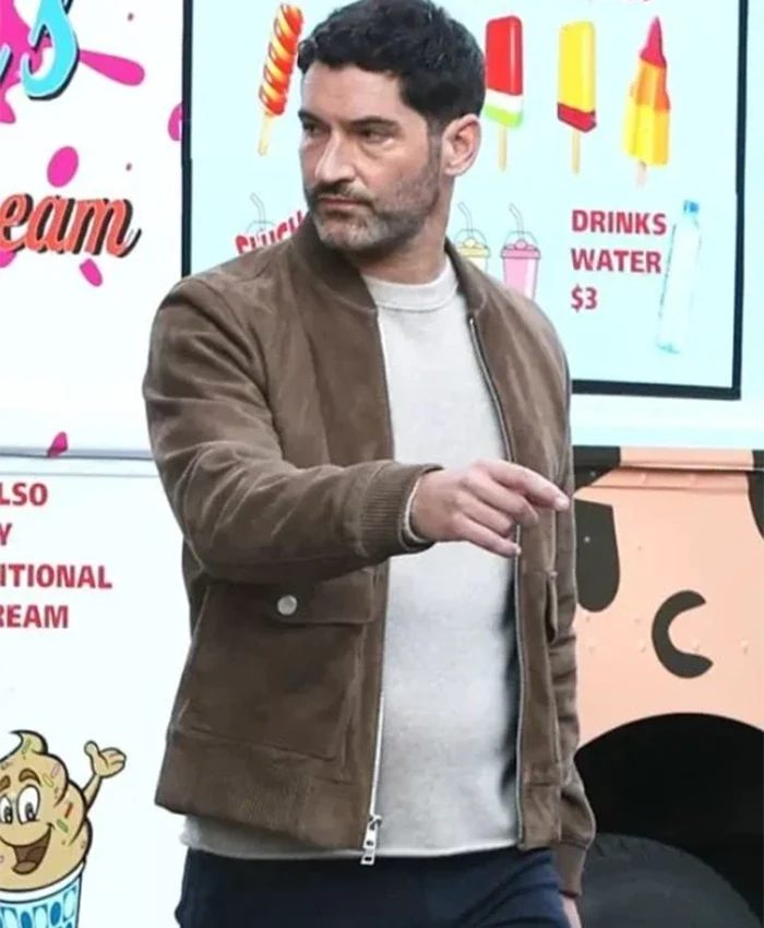 Tom Ellis CIA Suede Bomber Jacket For Sale