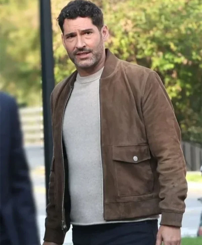 Tom Ellis CIA Suede Bomber Jacket