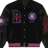 Toronto Raptors Black Letterman Bomber Jacket
