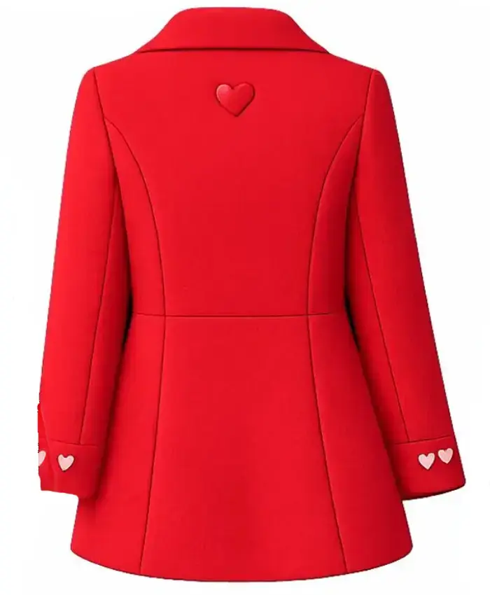 Valentine Day Women’s Red Wool Coat Back