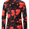Valentines Day Hearts Printed Black Blazer For Sale