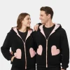 Valen­tine Day Cou­ples Match­ing Pink Hearts Hood­ie