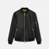 Versace Black Leather Bomber Jacket