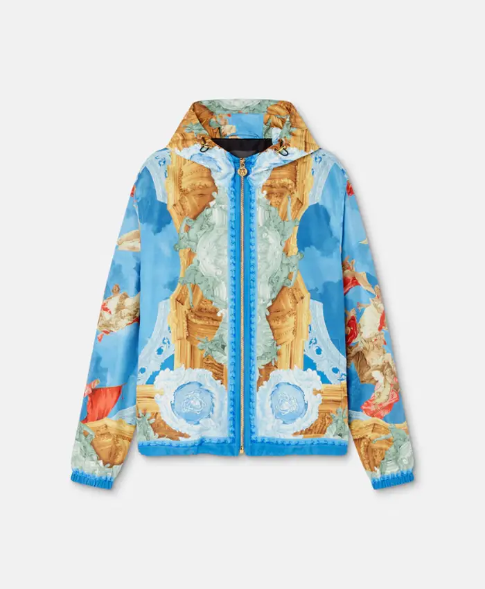 Versace Printed Blue Windbreaker Jacket