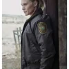Victoria Moretti Longmire Tv Series S03 Katee Sackhoff Bomber Jacket with Shearling Collar