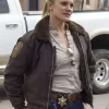 Victoria Moretti Longmire Tv Series S03 Katee Sackhoff Brown Bomber Jacket with Shearling Collar