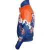 Shannon Sharpe Denver Broncos varsity jacket with premium embroidered team graphics