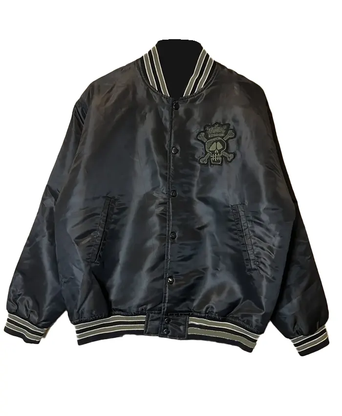 Vintage x Stussy Black Satin Varsity Jacket