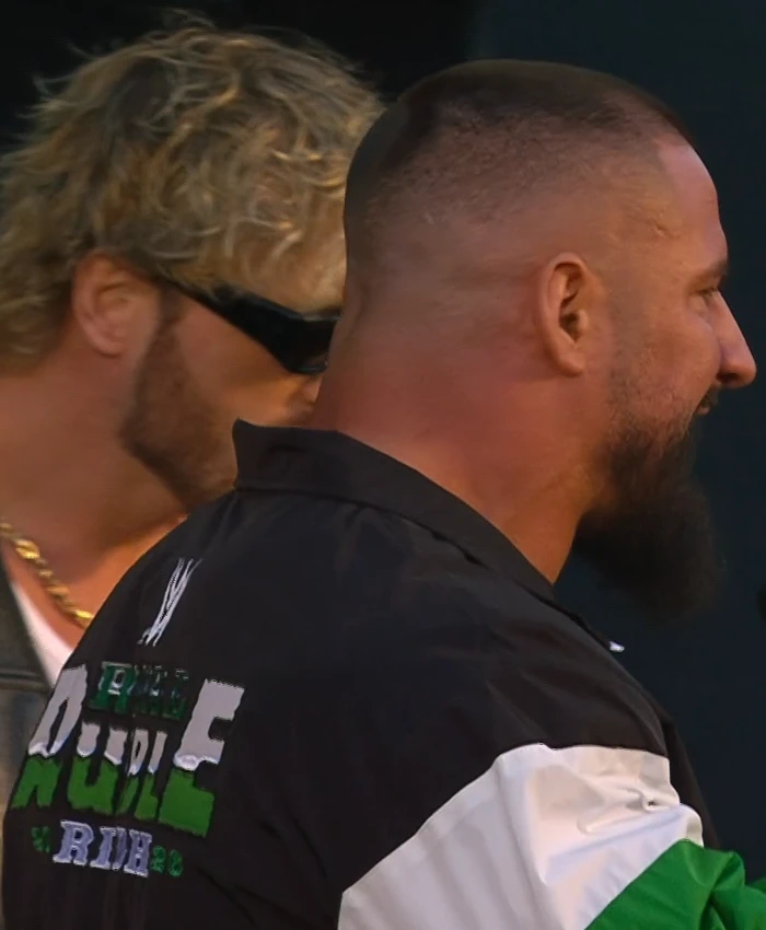 WWE Royal Rumble 2026 Bron Breakker Kick Off Green and White Bomber Jacket