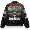 WWE Royal Rumble Historic Logos Black Satin Varsity Jacket