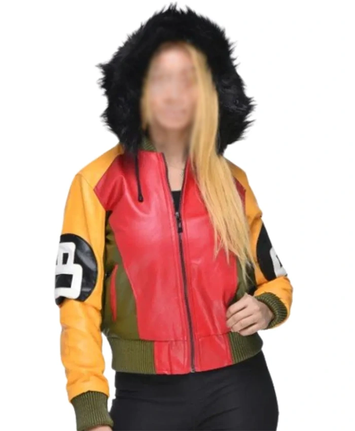 Women 8 Ball Leather Bomber Jacket