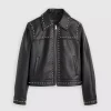 Women's Black Leather Studded Jacket