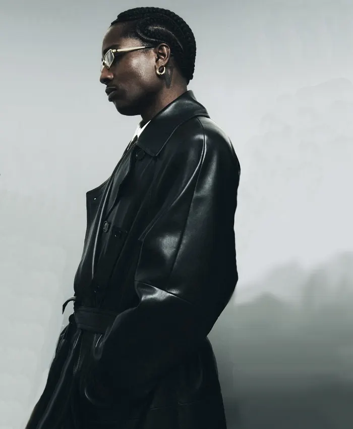 2026 Campaign ASAP Rocky Black Leather Coat