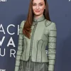 2026 Film Festival Sophie Turner Green Leather Jacket