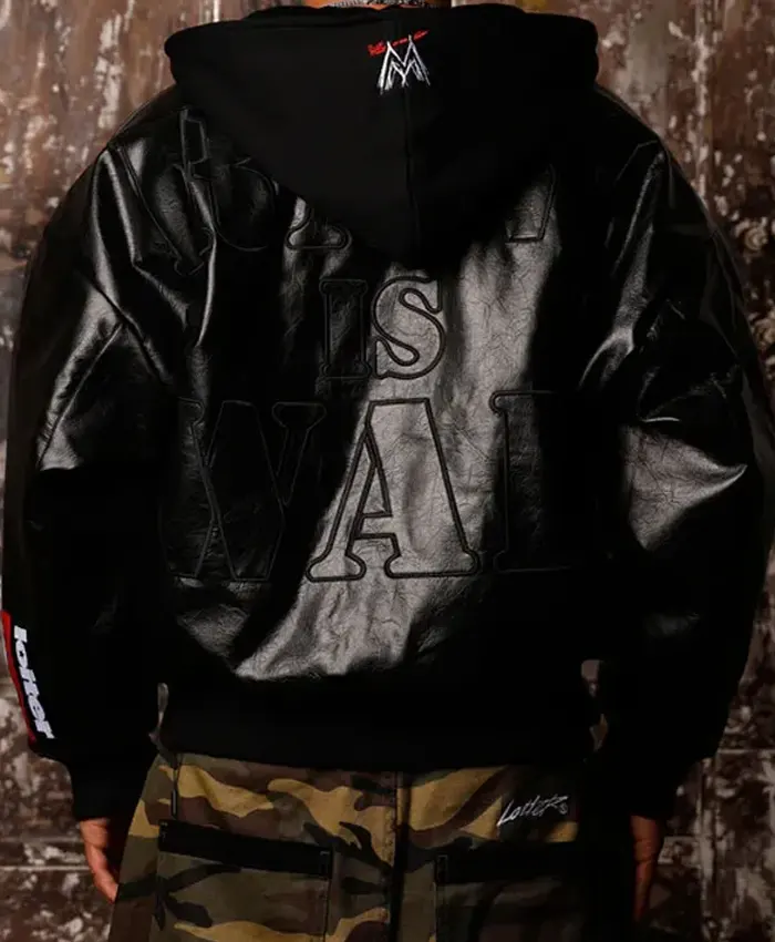 2026 Loiter X World Wrestling Entertainment Raw Is War Black Leather Hooded Jacket