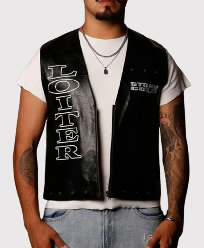 2026 Loiter X World Wrestling Entertainment Stone Cold 3 -16 Black Leather Vest