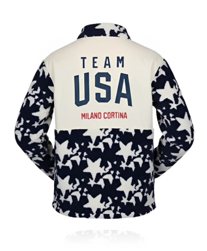 2026 Milano Cortina Winter Olympics Team USA Black and Off-White Sherpa Jacket