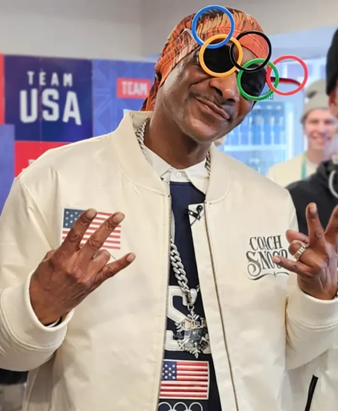 2026 Team USA Snoop Dogg White Bomber Jacket