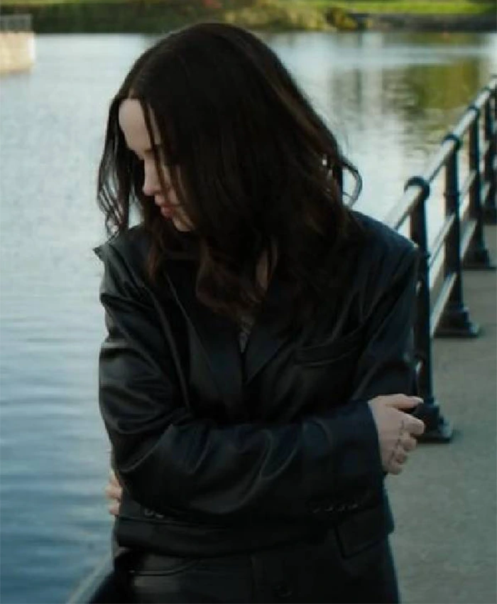 56 Days Ciara Wyse Black Leather Blazer For Sale