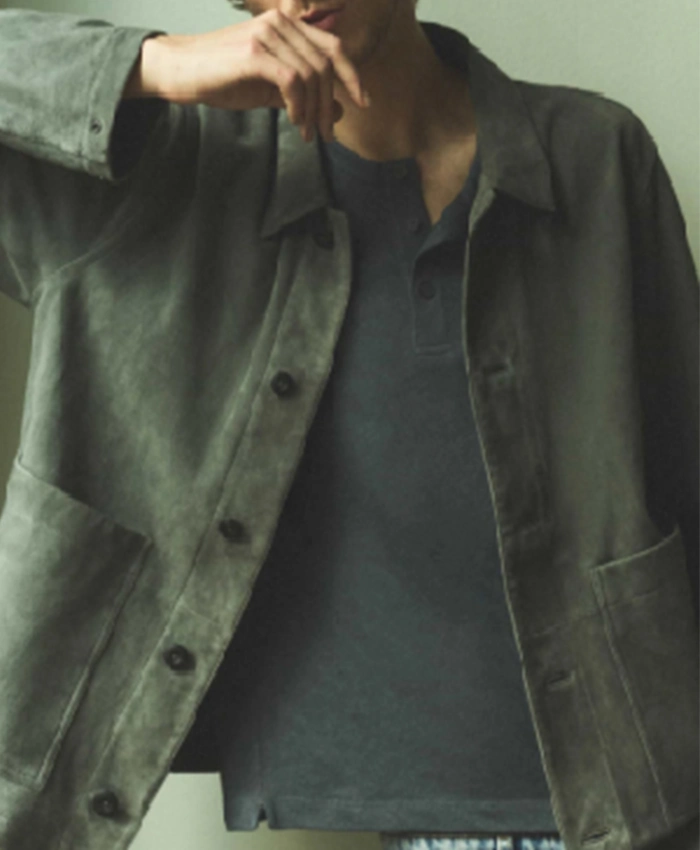 56 Days Oliver Kennedy Grey Suede Jacket For Sale