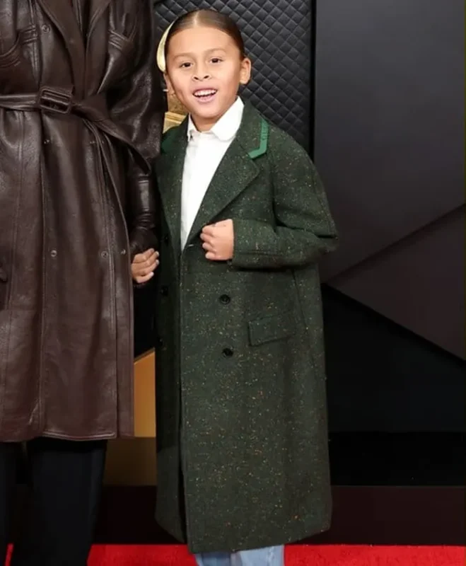 68th GRAMMY Awards 2026 Aeko Catori Green Wool Double Breasted Coat - Shop